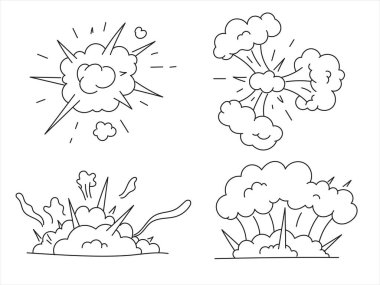 Bir dizi çizgi roman patlaması. Bomba patlaması, atom patlaması veya dinamit patlaması