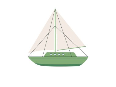 Düz yat okyanus taşımacılığı konsepti. Çizgi film tarzı tekne