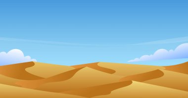 Kum tepeleri ve mavi gökyüzü olan güzel çöl manzarası