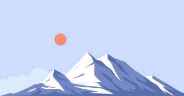 Güneşli karlı dağ manzarası