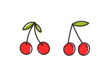 Organik yiyecekler. tatlı kiraz çizgisi renk simgeleri