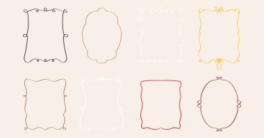 Girdap ve dalgalı çizgileri olan modaya uygun çerçeve koleksiyonu