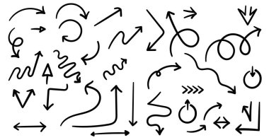 Bilgi elementleri. El çizilmiş basit oklar kümesi