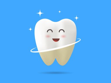 Sevimli çizgi film dişçisi maskotu, diş beyazlatıcı diş sağlığı, 3 boyutlu gerçekçi diş.