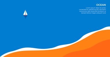 Yat manzaralı mavi okyanus, sahil ve deniz modern minimalist arka plan