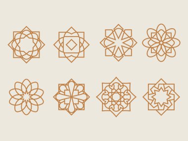 Geleneksel Arap Oryantal İslami çiçek süslemesi seti