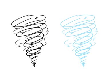Kara kasırga fırtınası. Tornado hattı hareketi, el çizimi tornado illüstrasyonu