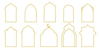 İslami pencereler, cami kapıları, Arapça çerçeve, ramazan ve bayram süsleri.