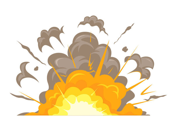 Взрывы и пылающий огонь, взрыв или взрыв, смога, Волна с огнем и облаками, эффект детонации