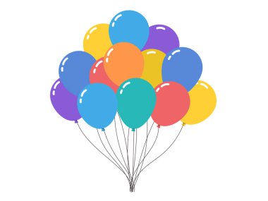 Hava balonları yüzüyor, dekor elementleri, bir sürü renkli helyum balonu.