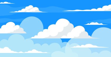 Bulutlu mavi gökyüzü, bulutlu illüstrasyon, doğa manzarası