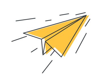 Kağıt uçak hareketi, origami uçak el çizimi.