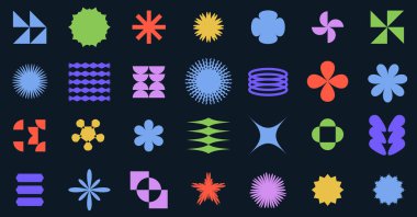Geometrik şekil minimalist, grafik elementler kümesi