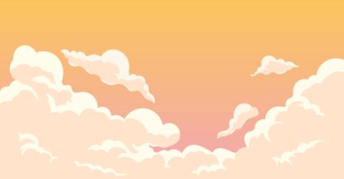 Turuncu gökyüzü arka planında bulut koleksiyonu