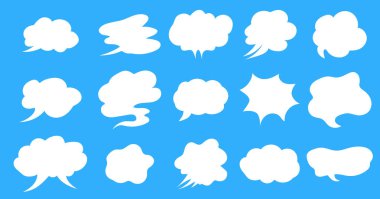 Konuşma balonu, beyaz buhar efekti, bulutlar