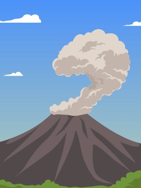 Kül bulutlu dumanı tüten bir volkan patlaması