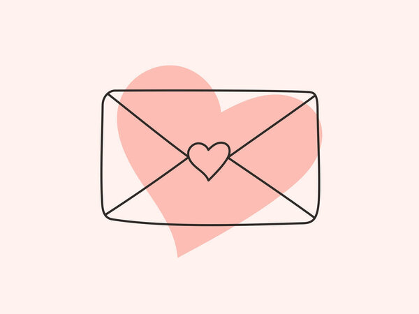 Ручной рисунок линейной оболочки с сердцем в центре