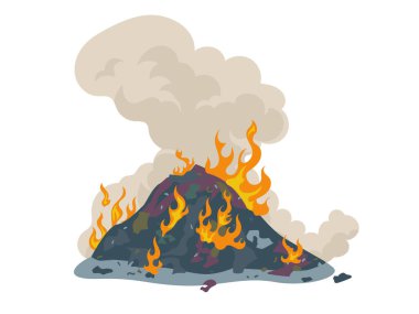 Yanan çöp yığını, duman, kirlilik, atık