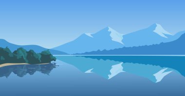 Manzara dağı ve göl, güzel doğa mavi göl ve dağlar.