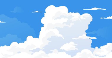 Mavi gökyüzü arka planında beyaz bulutlar, yaz gökyüzü arka planı