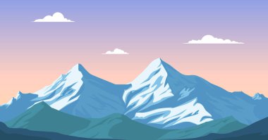 Dağ, karla kaplı gökyüzü arka planlı dağlar