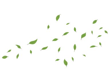 Uçan yeşil yapraklar ve rüzgar çizimi