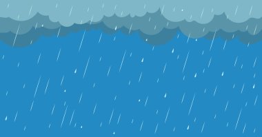 Karanlık gökyüzünde sağanak yağış, yağmurlu mevsim, fırtına bulutlu doğal yağmur.