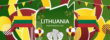 Litvanya Bağımsızlık Günü posteri. 5 Temmuz, Litvanya Ulusal Günü olarak kutlanır. Ulusal bayram kutlamaları için harika şablonlar.