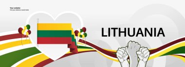 Litvanya Bağımsızlık Günü posteri. 5 Temmuz, Litvanya Ulusal Günü olarak kutlanır. Ulusal bayram kutlamaları için harika şablonlar.