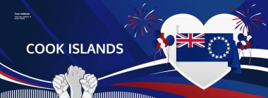 Cook Adaları Anayasa Gününüz kutlu olsun. Tatil konsepti olan geniş bir afişin resmi. Cook Adaları Ulusal Günü için soyut sanat her yıl 4 Ağustos 'ta kutlanır.