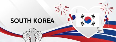 South Korea Liberation Day banner. 15 August is celebrated as National Day of South Korea. Festive poster template for National Holidays greetings clipart