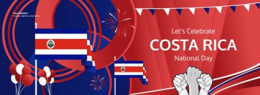 Kosta Rika Ulusal Günü bayrağı. 15 Eylül her yıl Kosta Rika 'nın Bağımsızlık Günü olarak kutlanır. Bayrak ile soyut şablon ve kaldırılmış yumruk. Ulusal tatil illüstrasyon konsepti.