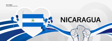 Nikaragua Bağımsızlık Günü yatay bayrağı. 15 Eylül Nikaragua Ulusal Günü olarak kutlanır. Ulusal bayramlar, tanıtım, reklamlar ve satış için kutlama afişi