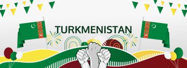 Türkmenistan Ulusal Günü bayram kutlamaları için vatansever bir arka plan. Türkmenistan 'ın Bağımsızlık Günü kutlu olsun 27 Eylül