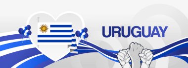 Bayrak renk temalı Uruguay Bağımsızlık Günü şablonu tasarımı. Bağımsızlık ruhu için modern soyut sanat, Ulusal Gün posteri ya da afişi için mükemmel.