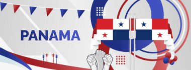 Panama Bağımsızlık Günü 'nün son afiş tasarımı. Özel gün kutlamaları için soyut şablonlar, tebrik kartı, tanıtım, reklam, satış, ulusal etkinlik ve Panama Ulusal Günü. Tatil kavramı