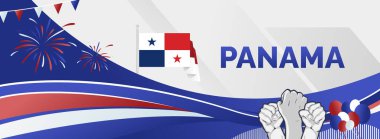 Panama Bağımsızlık Günü 'nün son afiş tasarımı. Özel gün kutlamaları için soyut şablonlar, tebrik kartı, tanıtım, reklam, satış, ulusal etkinlik ve Panama Ulusal Günü. Tatil kavramı