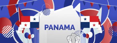 Panama Ulusal Günü modern afişi. Kasım 'daki Panama bağımsızlık günü kutlamalarının yaratıcı arka planı. Karnaval, şölen posteri, destek, kültür ve turizm gibi etkinlikler için harika. Tatil kavramı