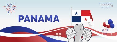 Panama Bağımsızlık Günü bayrağı. Yaratıcı şablonlar bayrak rengi temalı ulusal bayram kutlamaları. Karnaval etkinlikleri, tanıtım reklamları ve iş dünyası için harika bir geçmiş.