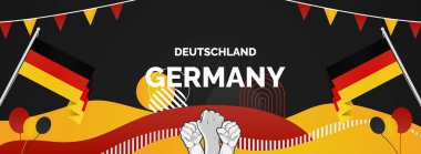 Renkli soyut şablon arka planında Almanya Birleşme Günü 'nün modern bayrağı. 3 Ekim Almanya ulusal gününü gururla kutlayan poster. Tatil kavramı