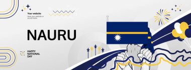 Nauru Independence day festivities banner. Creative templates national holiday celebration in flag colors theme. Great background for carnival events, promo ads, and business clipart