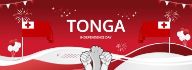 Tonga Independence Day modern greeting banner. 4th June Happy Tonga National Day. Holidays abstract concept in flag colors. Great for event like carnival, feast poster, support, culture and tourism clipart