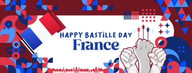 France national day banner. Illustration background for National Independence day celebrating with creative geometric. Happy Bastille Day clipart