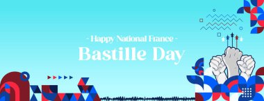 France national day banner. Illustration background for National Independence day celebrating with creative geometric. Happy Bastille Day clipart