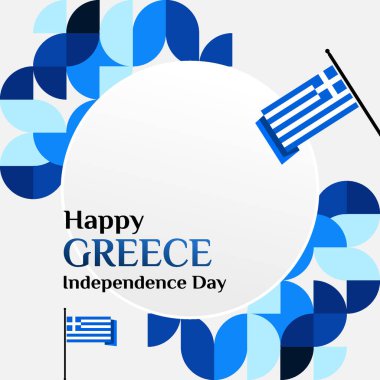 Yunanistan 'ın bağımsızlığını modern bir geometrik bayrak ile kutlayın. Sosyal medya, web siteleri ve ulusal tatil kartları için mükemmel..