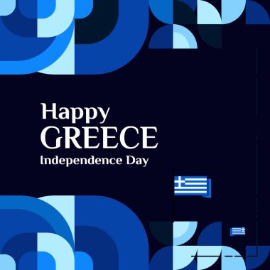 Yunanistan 'ın Bağımsızlık Günü için çağdaş pankart. İnternet siteleri, tebrik kartları ve tatil promosyonları için mükemmel..