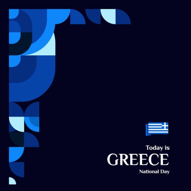 Yunanistan 'ın ulusal bayramını modern bir geometrik afişle kutlayın. Tebrik kartları, web siteleri ve tanıtım materyalleri için ideal.