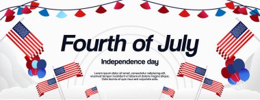 4 Temmuz davetiyeleri, tebrik kartları, sosyal medya paylaşımları ve Amerikan özgürlüğünü canlı bir şekilde kutlamak için renkli bir geometrik desen..