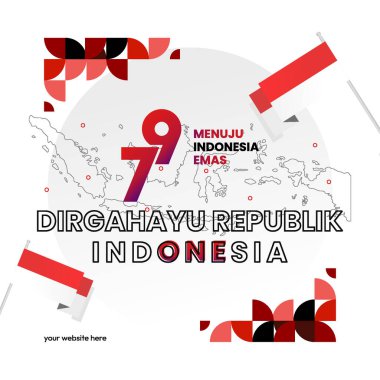 Endonezya bağımsızlık gününün çekici bayrağı. Bayramı kutlamak için yaratıcı bir pankart ulusal etkinlikler, tebrik kartları, destek ve iş için. Tatil kavramı arka planı