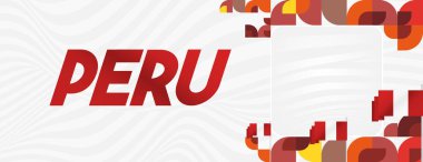 Peru 'nun Bağımsızlık Günü kutlu olsun. Geometrik sanatla ulusal günü kutlamak için bayrak. Sosyal, davetiye, tebrik kartı ve ulusal etkinlik için ideal. Neşeli bir tatil geçmişi